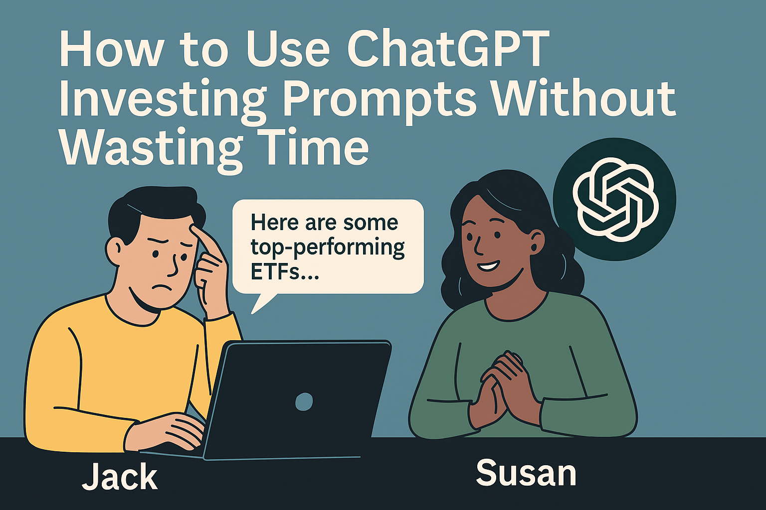 Illustration showing two side-by-side investor profiles interacting with AI tools, symbolising the impact of personalised ChatGPT prompts on investment decisions.