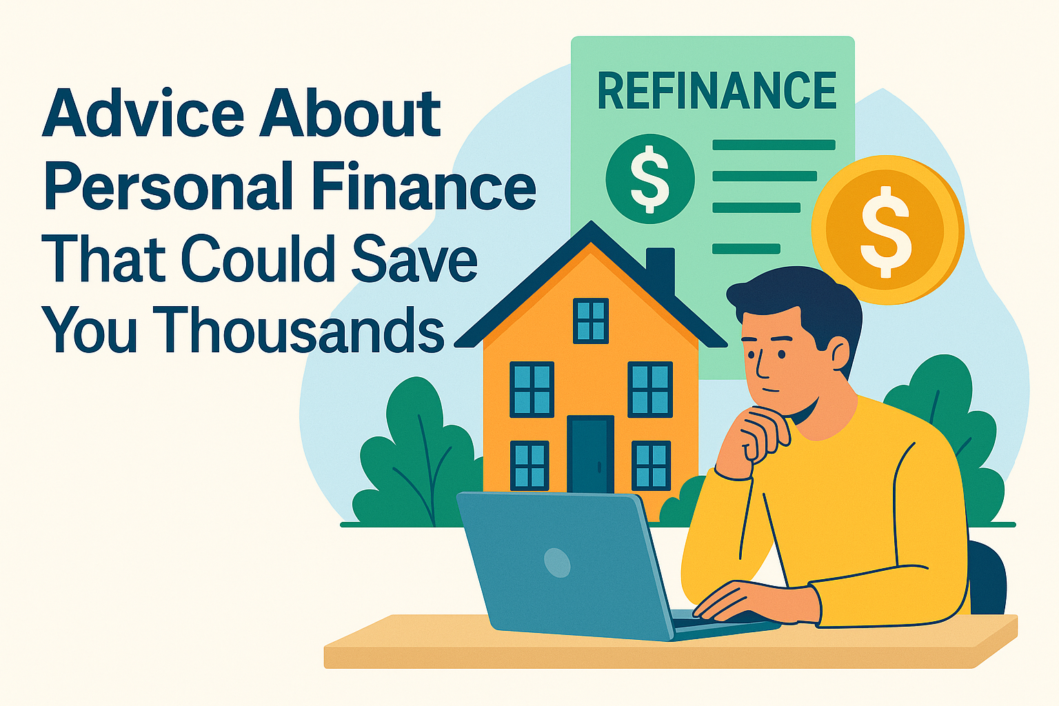 Couple seeking advice about personal finance with house in background